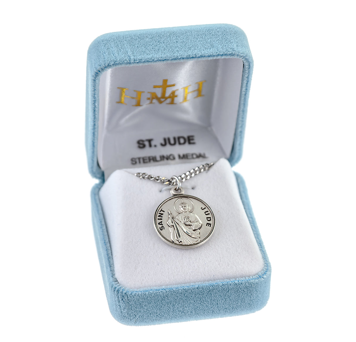 Sterling Silver Round St Jude w/24" Ch-Bxd