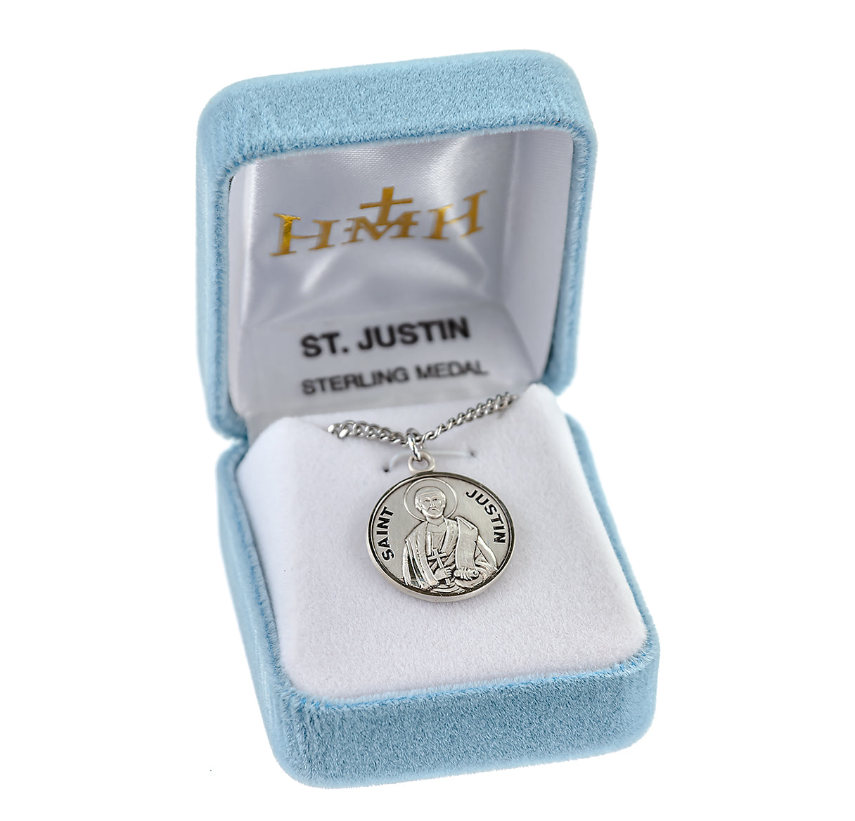 Patron Saint Justin Round Sterling Silver Medal