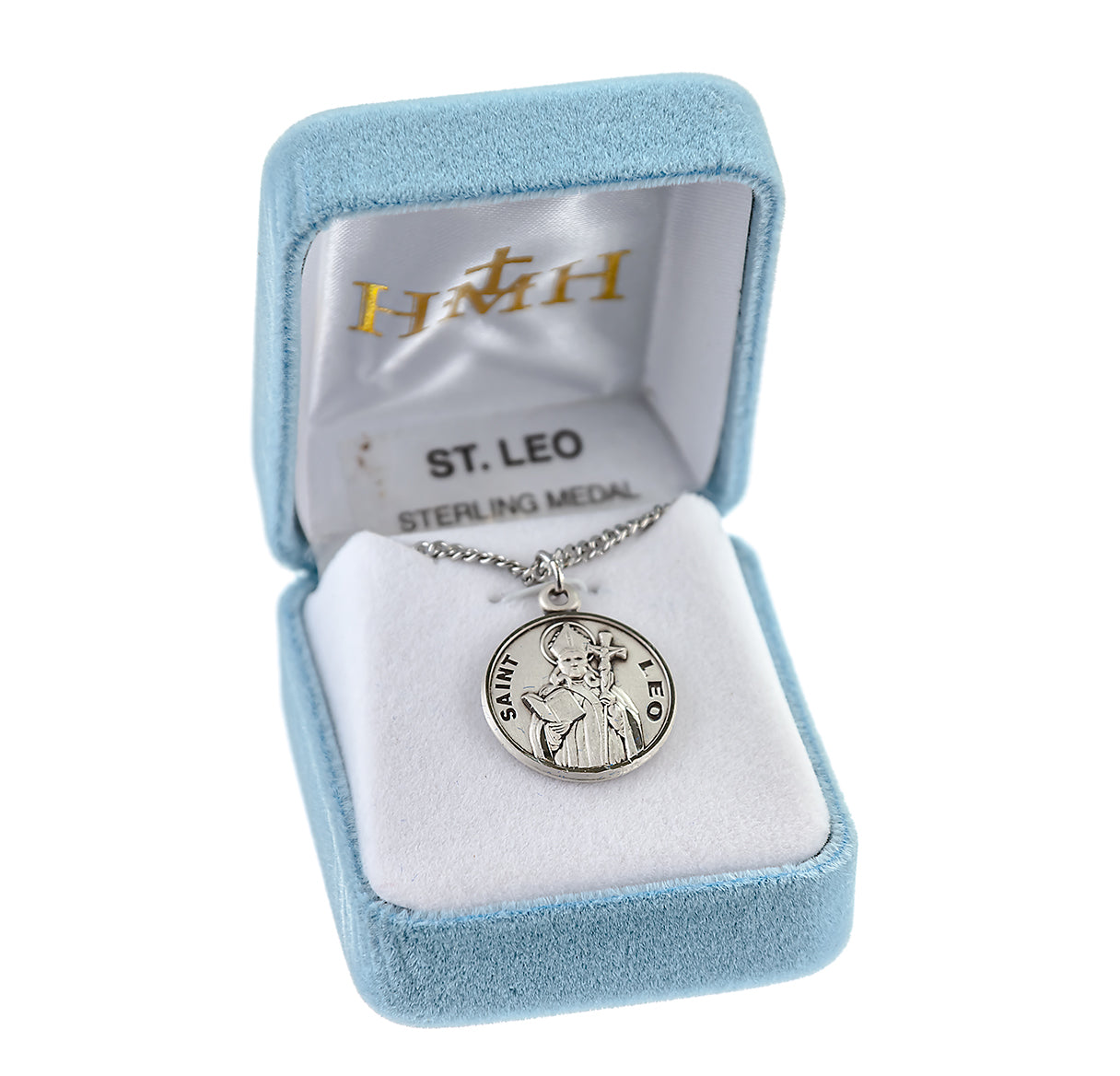 Sterling Silver Round St Leo w/24" Ch-Bxd