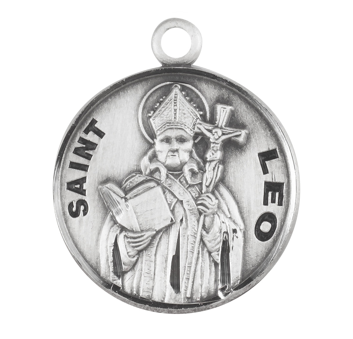 Sterling Silver Round St Leo w/24" Ch-Bxd