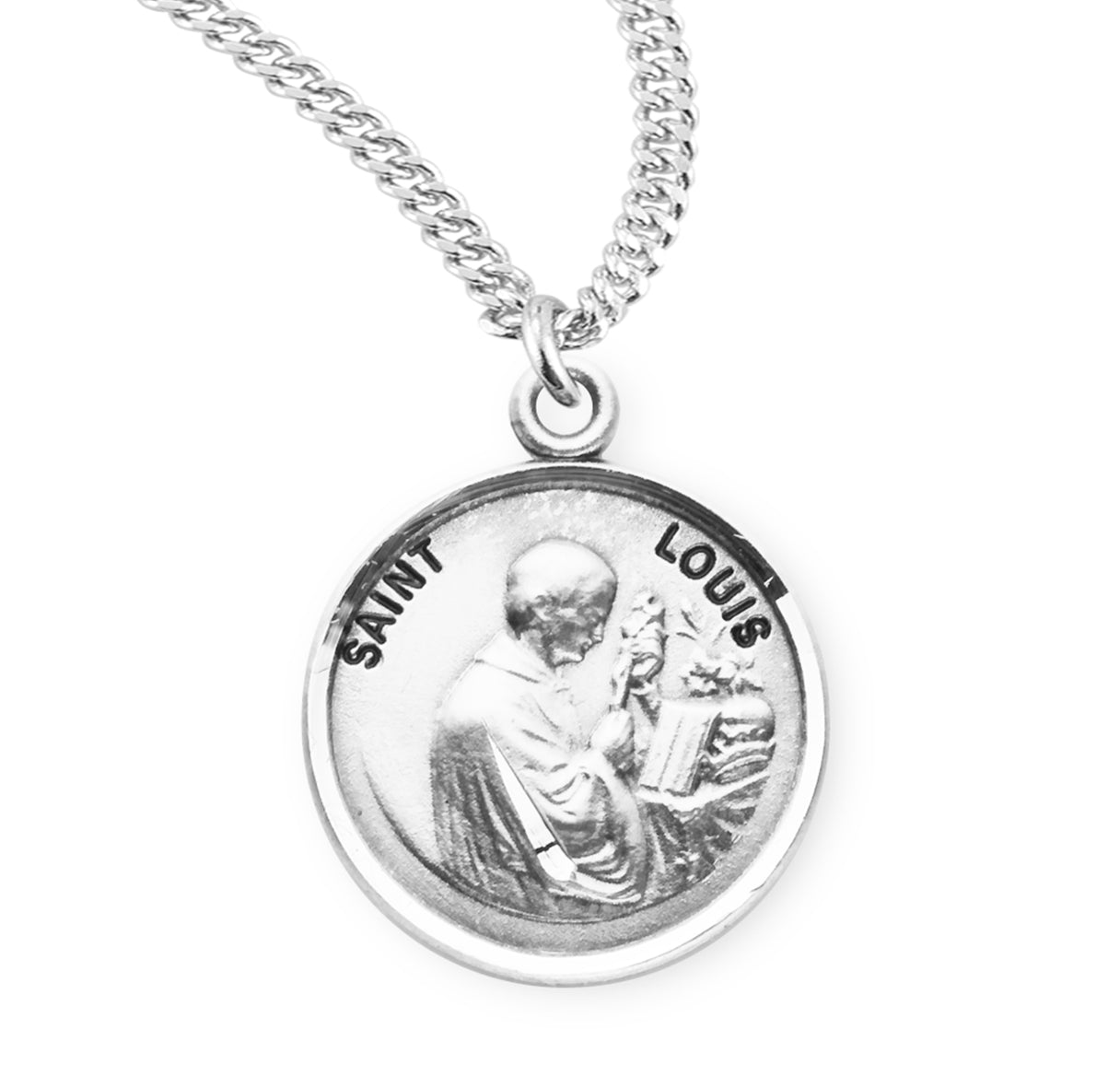 Patron Saint Louis Round Sterling Silver Medal