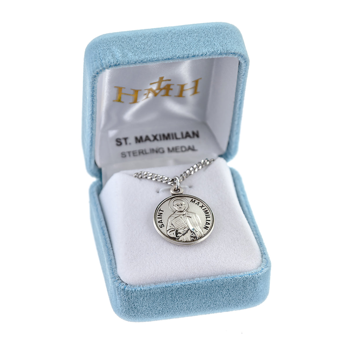 Sterling Silver Round St Maximilian Kolbe w/24" Ch-Bxd