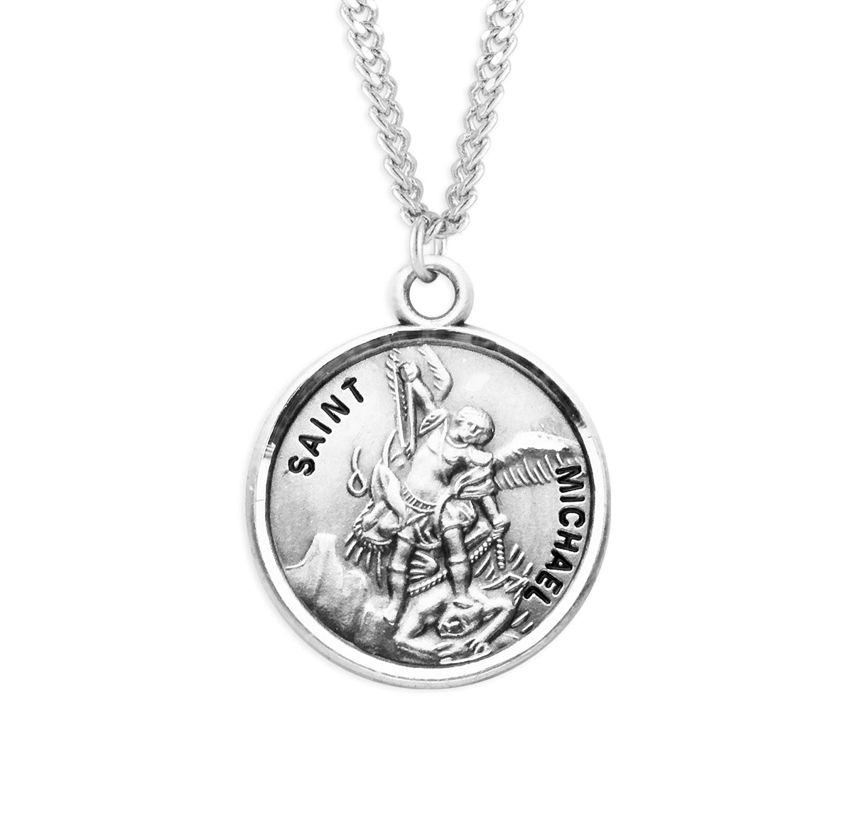 Patron Saint Michael Round Sterling Silver Medal