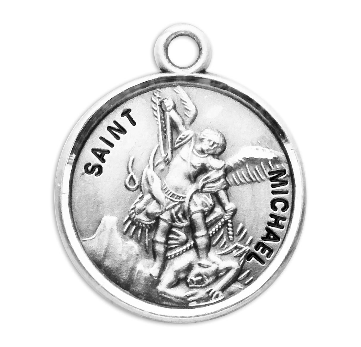 Sterling Silver Round St Michael-18" Ch-Bxd