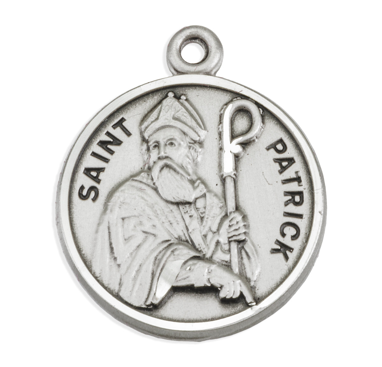 Sterling Silver Round St Patrick w/24" Ch-Bxd