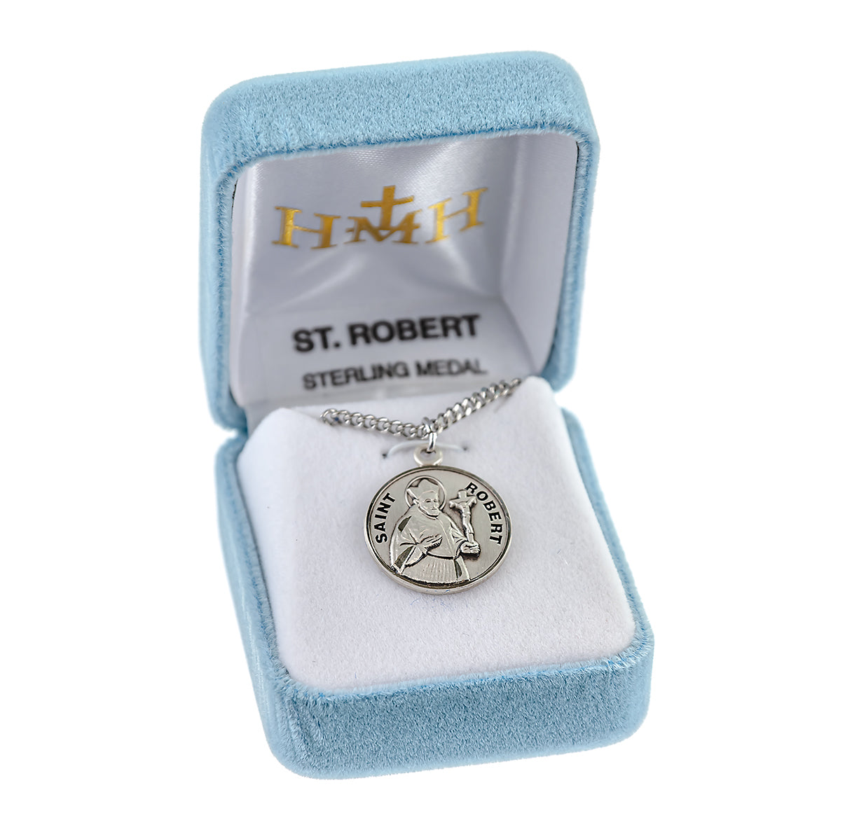 Patron Saint Robert Round Sterling Silver Medal