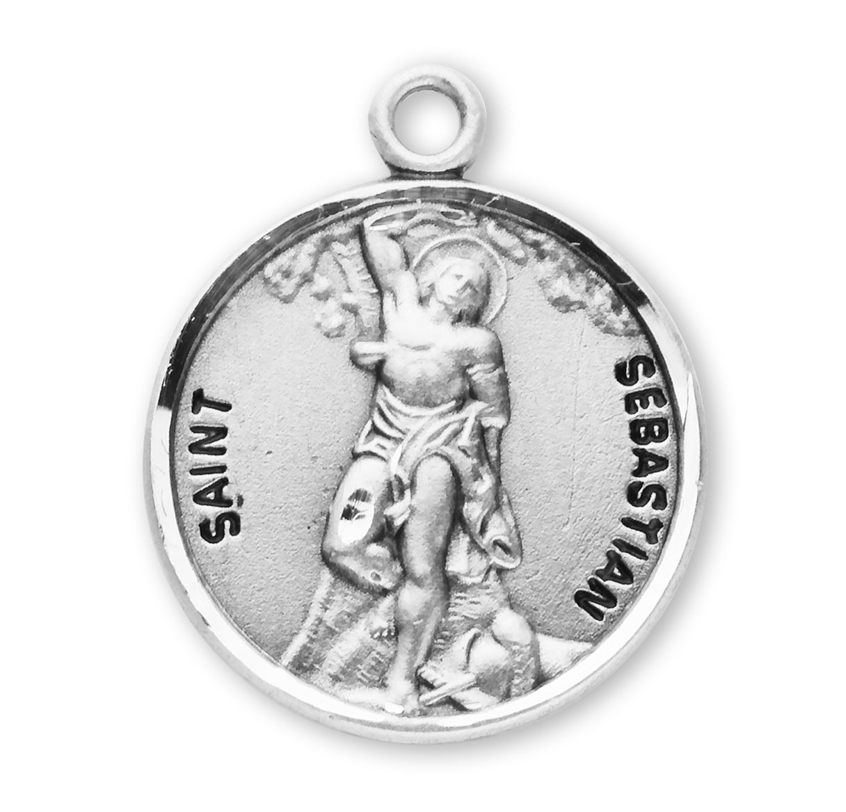 Sterling Silver Round St Sebastian w/24" Ch-Bxd