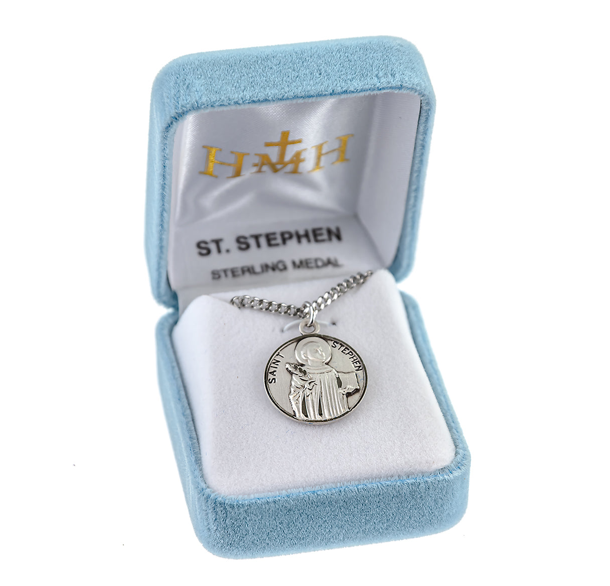 Patron Saint Stephen Round Sterling Silver Medal