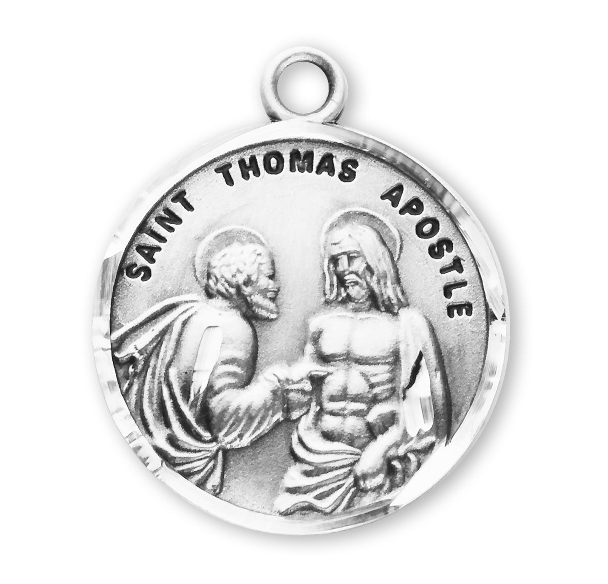 Sterling Silver Round St. Thomas the Apostle w/24" Ch-Bxd