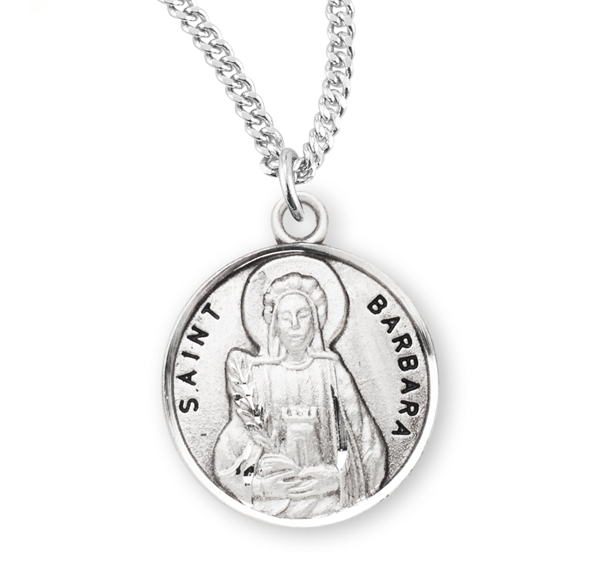 Patron Saint Barbara Round Sterling Silver Medal