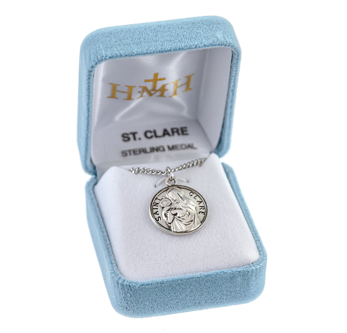 Patron Saint Clare Round Sterling Silver Medal
