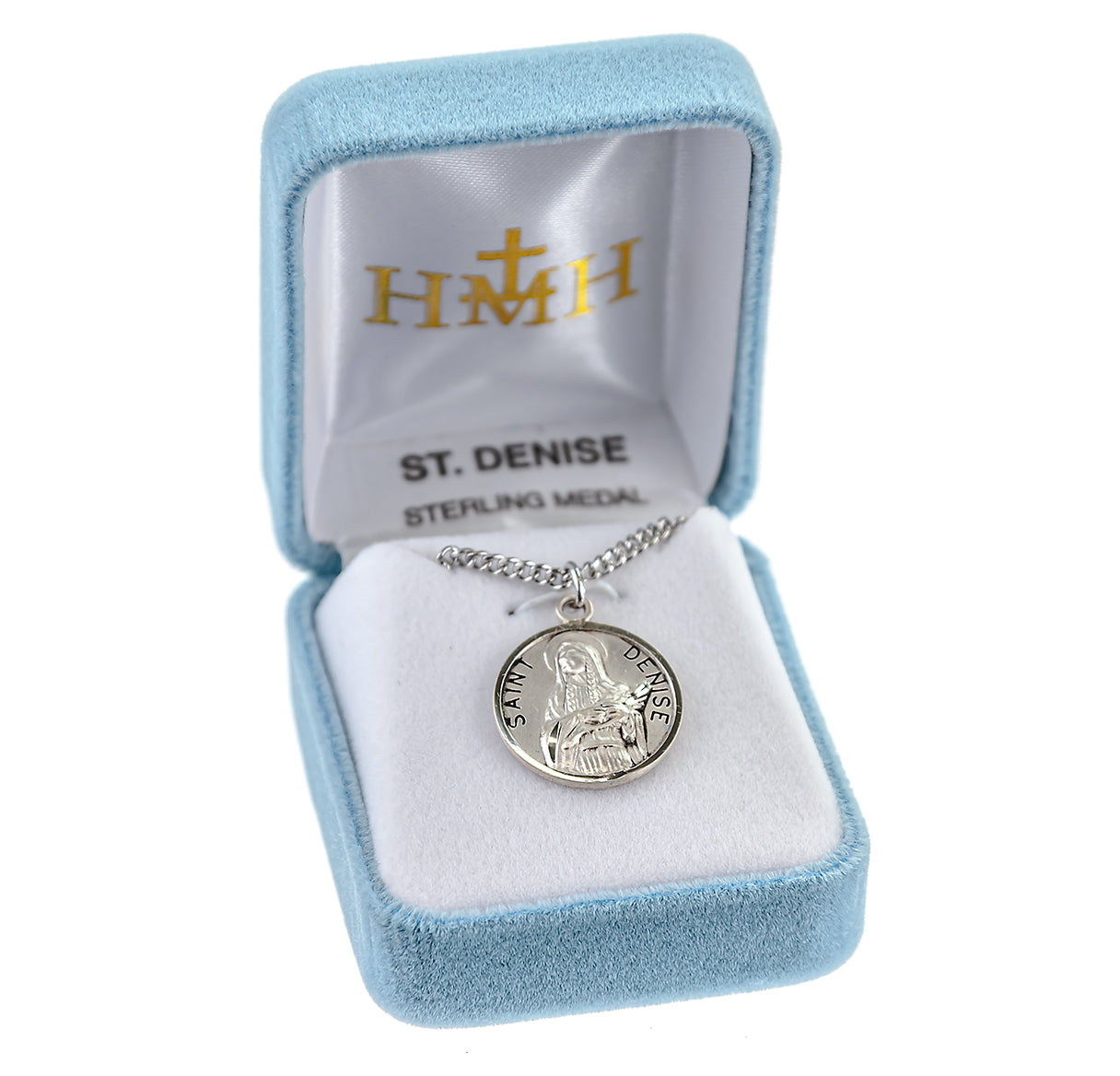 Patron Saint Denise Round Sterling Silver Medal