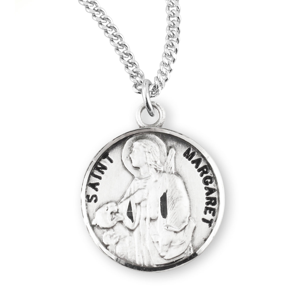 Patron Saint Margaret Round Sterling Silver Medal