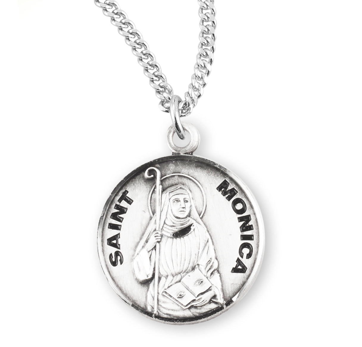 Patron Saint Monica Round Sterling Silver Medal