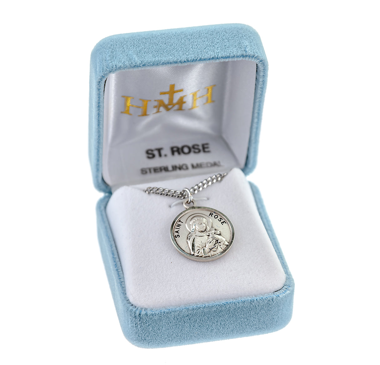 Patron Saint Rose Round Sterling Silver Medal