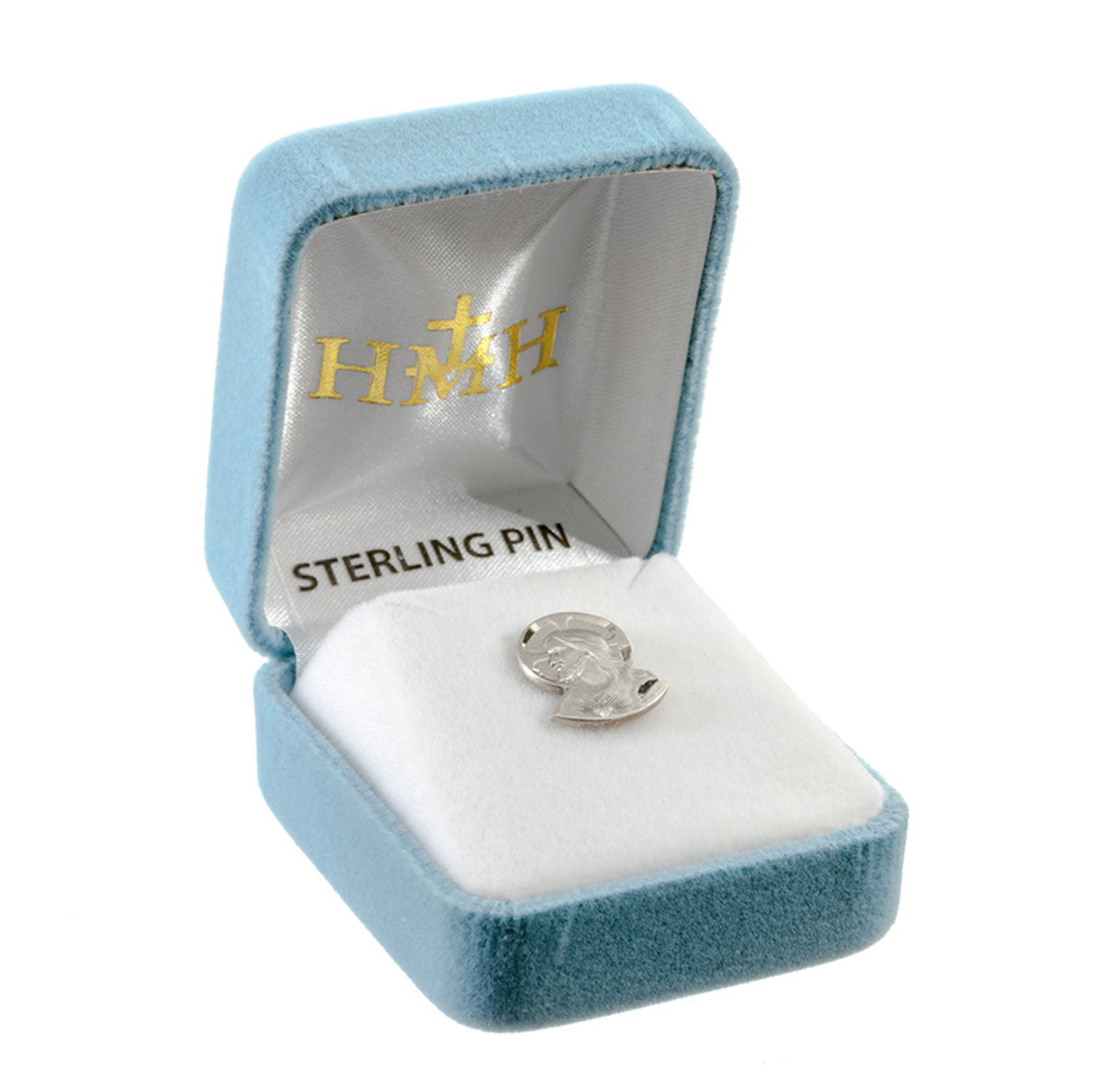 Sterling Silver Sacred Heart Medal Lapel Pin-Boxed