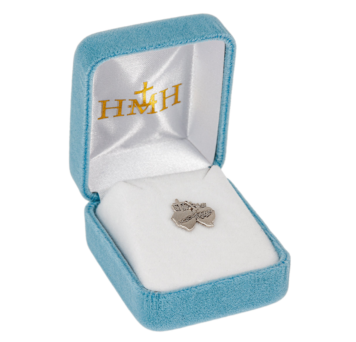 Sterling Silver Sacred Hearts Lapel Pin-Bxd