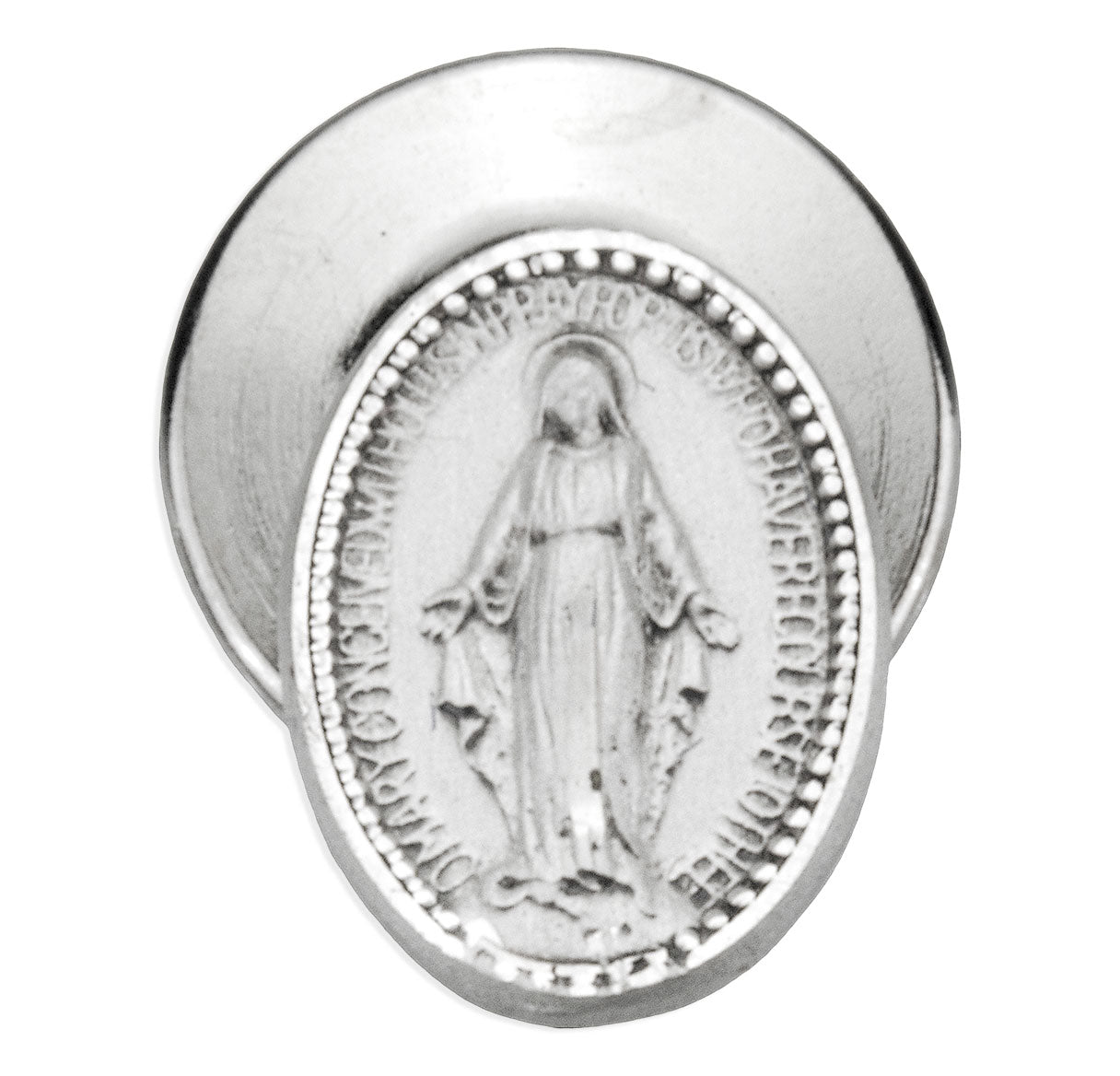 Sterling Silver Small Oval Miraculous Lapel Pin