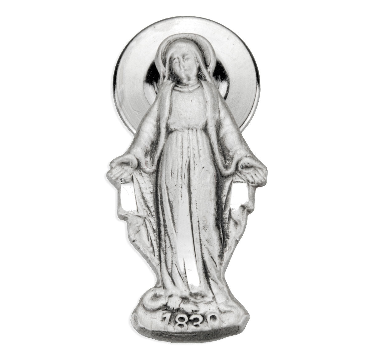 Sterling Silver Our Lady of Grace Lapel Pin-Bxd