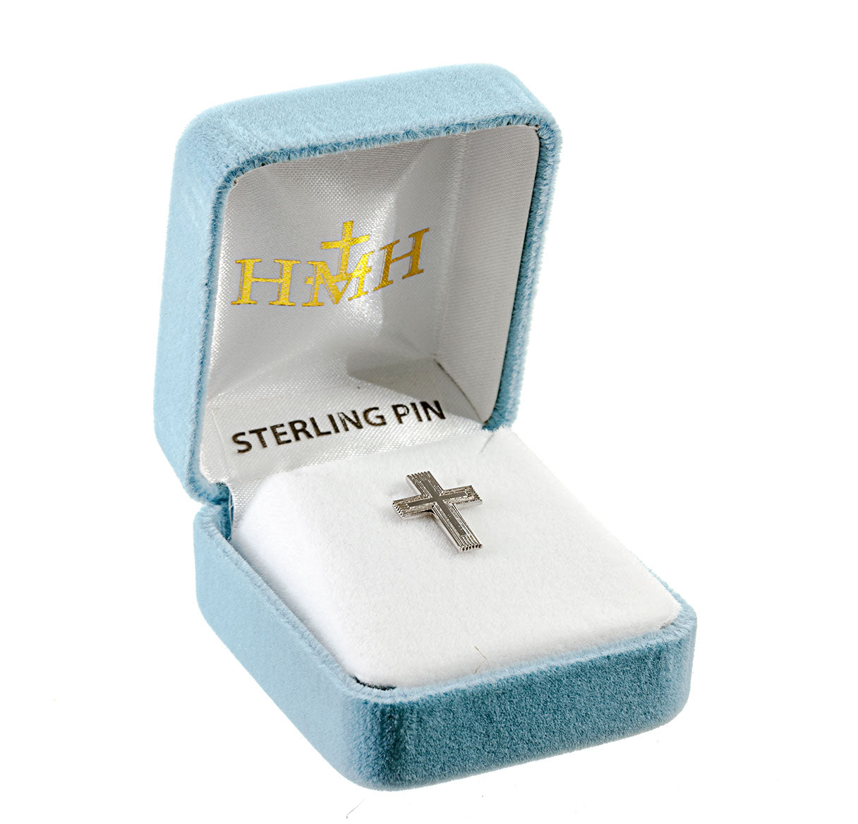 Sterling Silver Small Cross w/Raised Center Lapel Pin