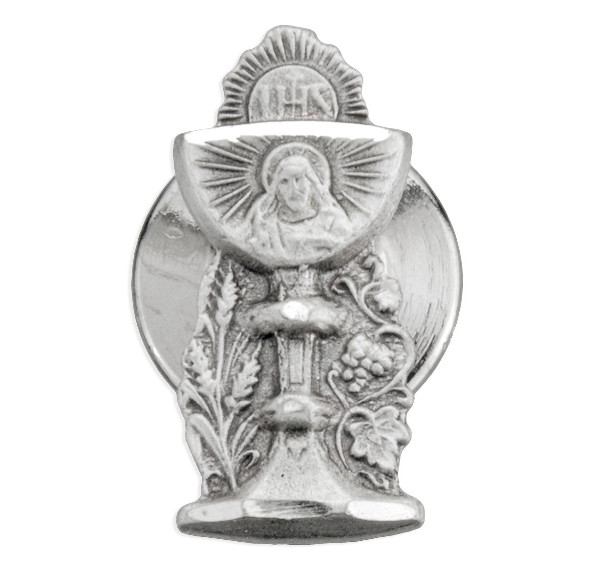 Sterling Silver Chalice Lapel Pin w/Grape Vines