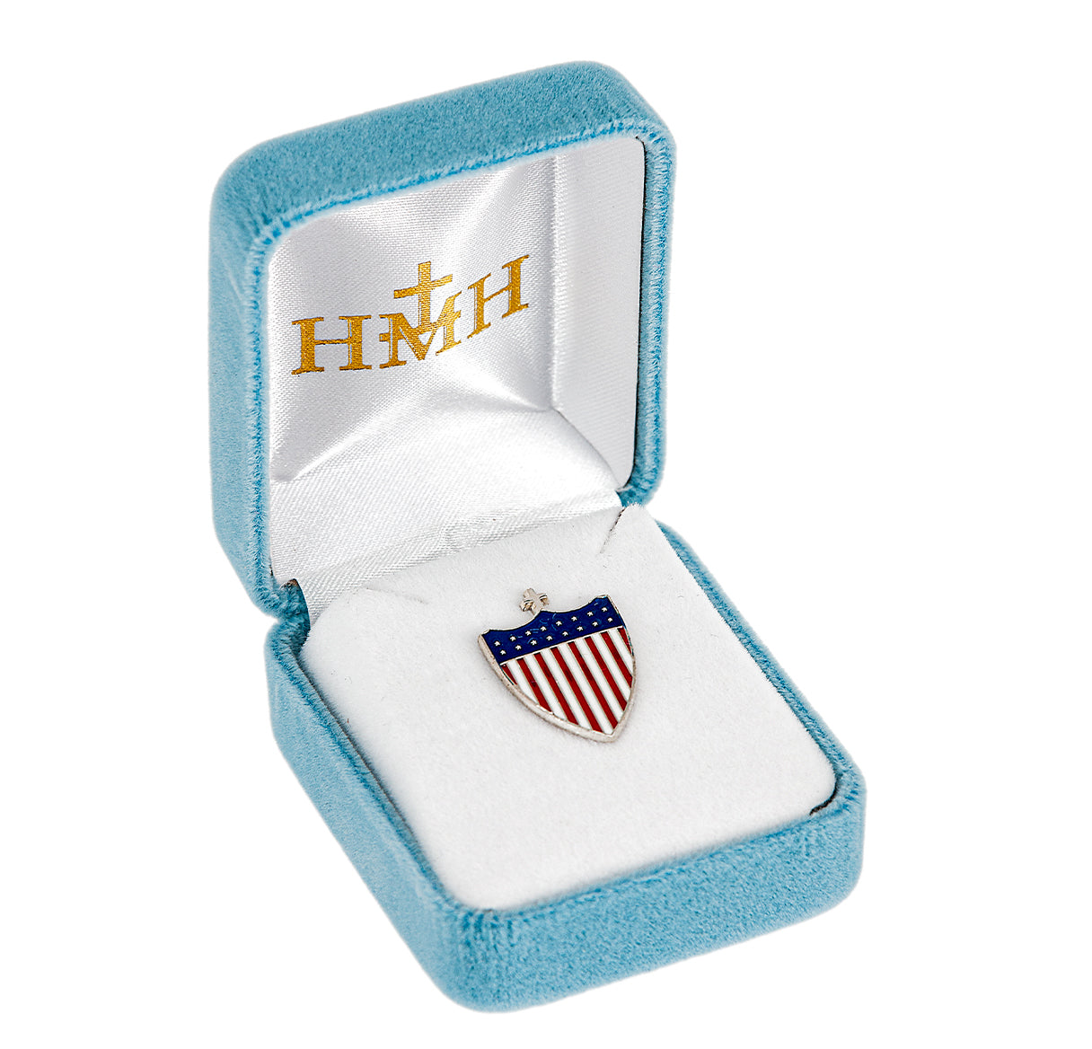 Sterling Silver American Sheild W/ Cross Protector Pin-Bxd