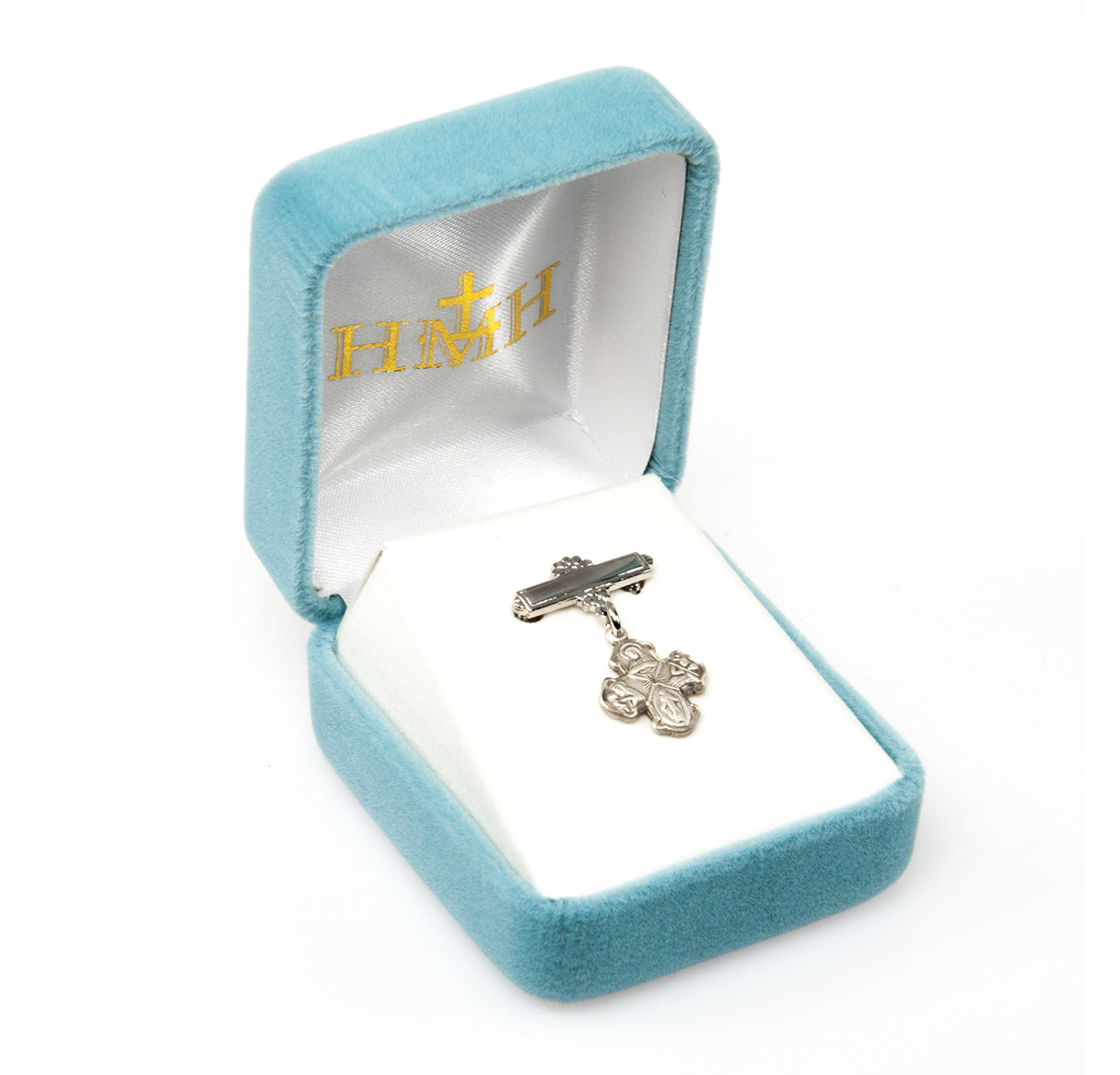 Sterling Silver Small 4-Way Medal w/Bar Pin-Bxd