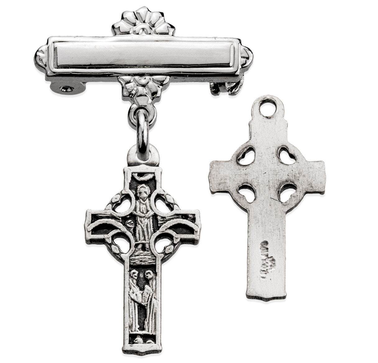 Sterling Silver Irish Celtic Cross on a Bar Pin