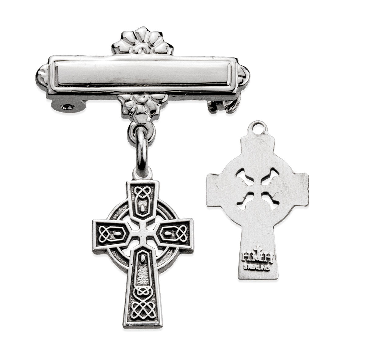 Sterling Silver Tiny Celtic Cross w/Bar Pin-Bxd
