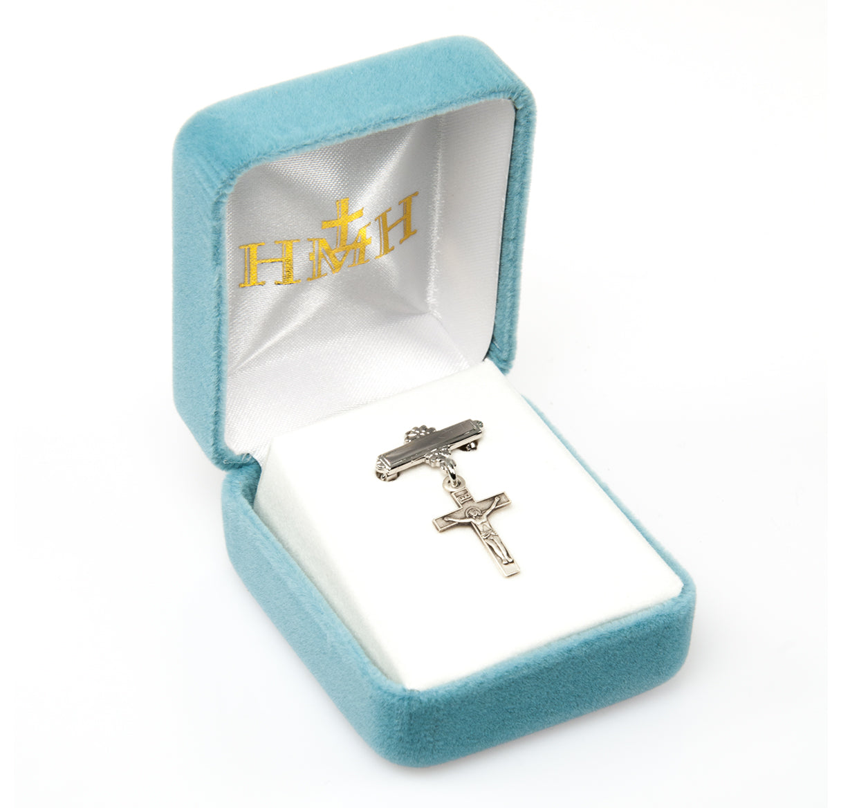 Sterling Silver Tiny Crucifix  w/Bar Pin-Bxd
