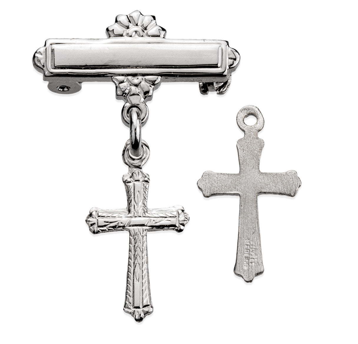 Sterling Silver Tiny Cross w/Bar-Pin-Bxd
