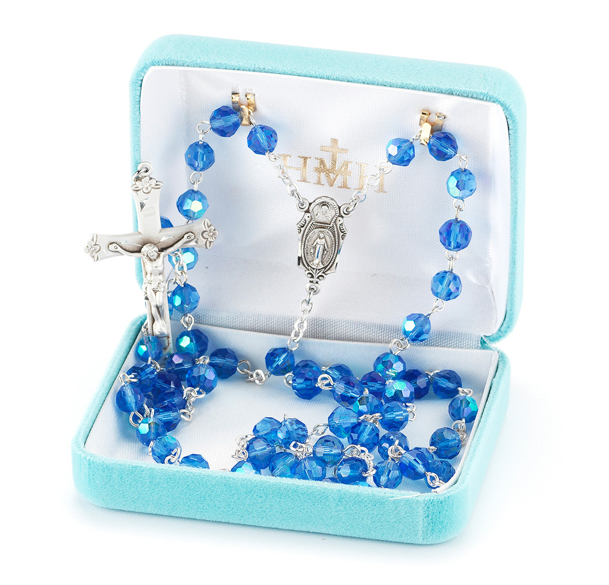 7mm Sapphire (AB) Rosary w/Ster Cfx & Ctr-(313/145)-Bxd