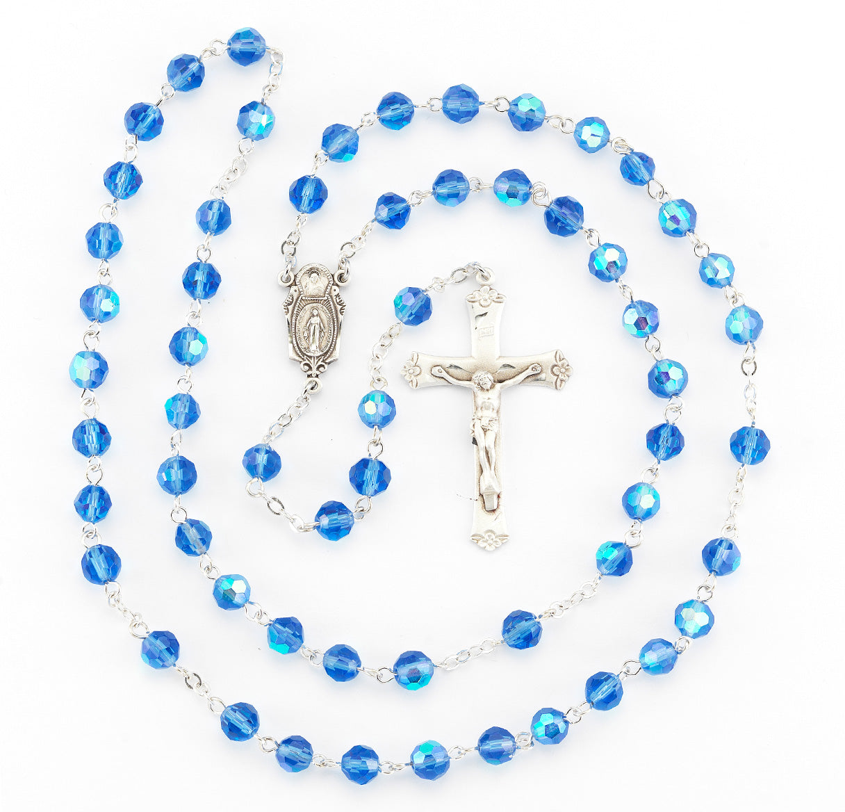 7mm Sapphire (AB) Rosary w/Ster Cfx & Ctr-(313/145)-Bxd