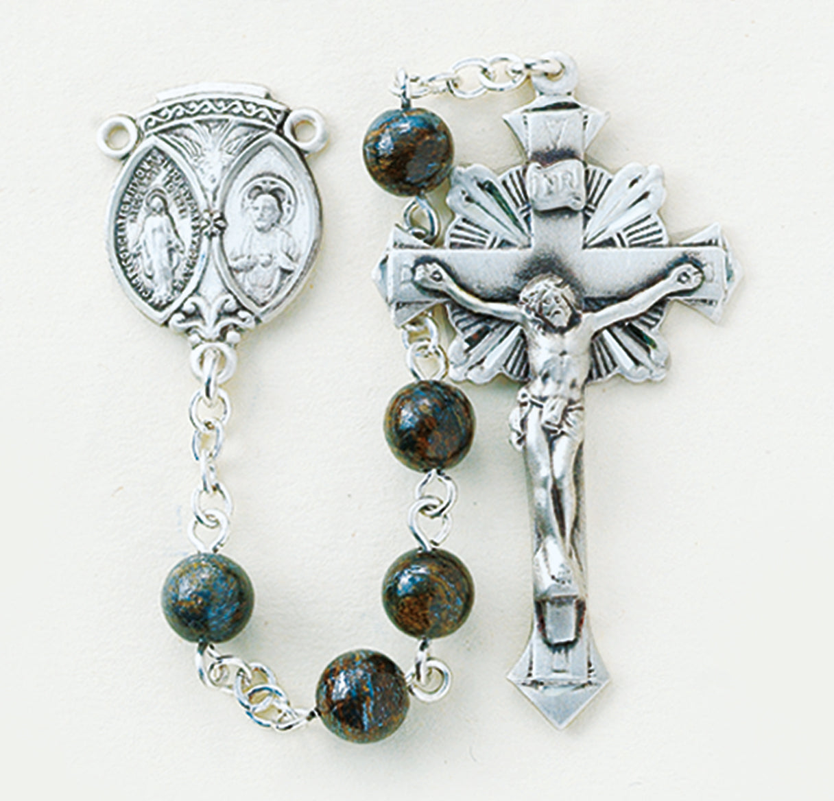 6mm Dark Brown Rosary w/Sterling Silver Ctr & Cfx-(33/124)-Bxd