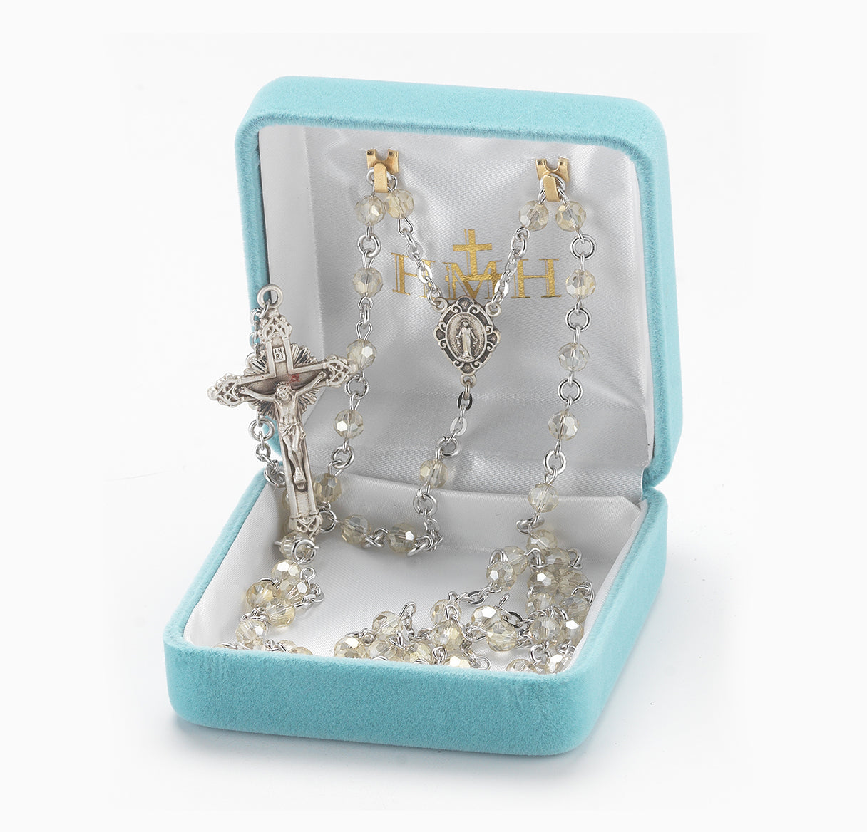 5mm Round Silk Rosary w/Sterling Silver Ctr & Cfx-(16/195)-Bxd
