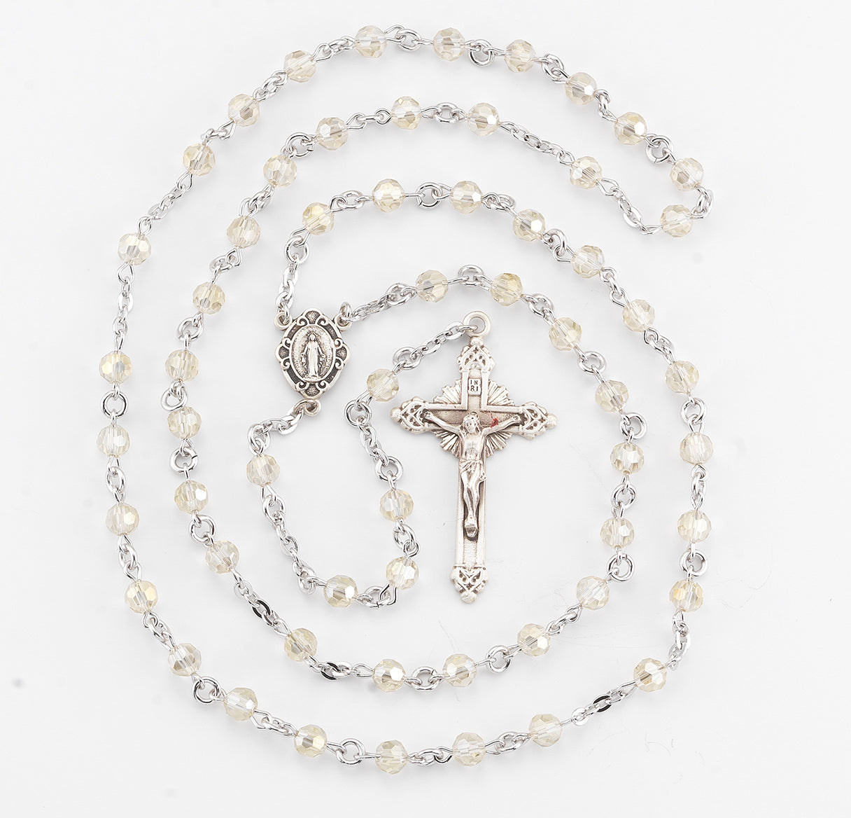 5mm Round Silk Rosary w/Sterling Silver Ctr & Cfx-(16/195)-Bxd
