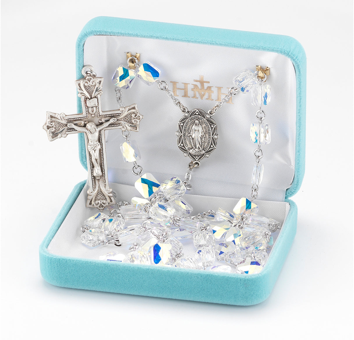 8mm Crystals by Swarovski® Crystal Square w/8mm Rd Crystal O.F. Beads & Sterling Silver Ctr & Cfx-(95/109)-Bxd