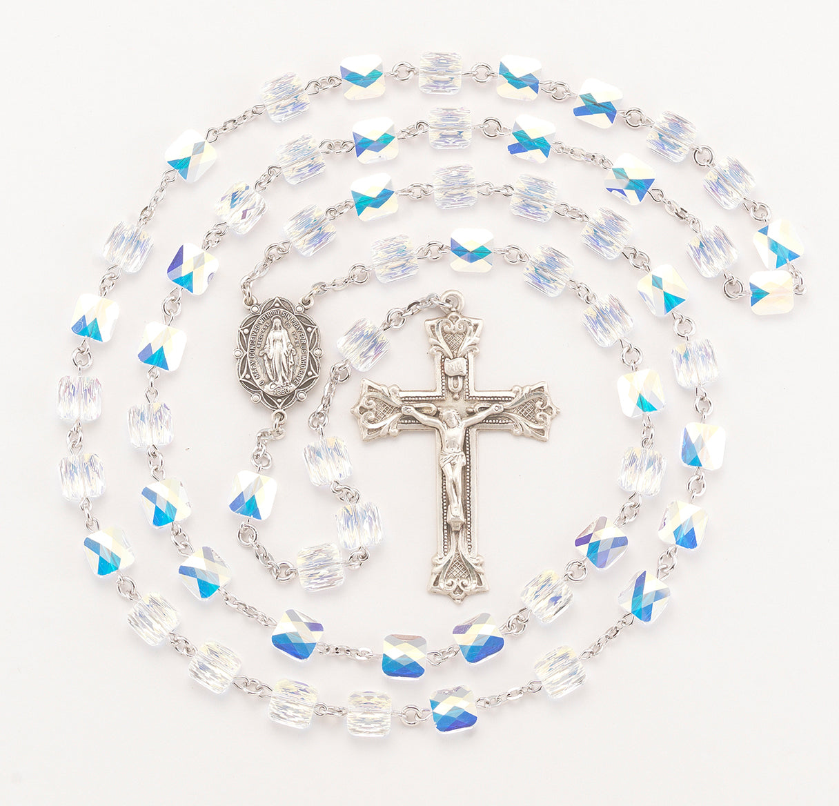 8mm Crystals by Swarovski® Crystal Square w/8mm Rd Crystal O.F. Beads & Sterling Silver Ctr & Cfx-(95/109)-Bxd