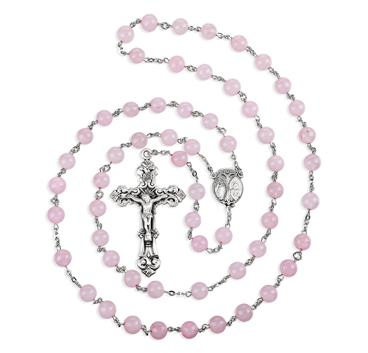8mm Round Genuine Rose Quartz Rosary Beads