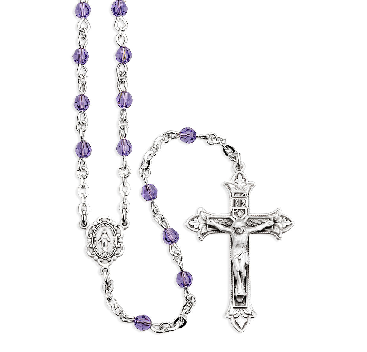 4mm Finest Crsytal Tanzanite Round Plated Rosary W/ Sterling Cfx & Ctr- (S08/S3864)-Bxd