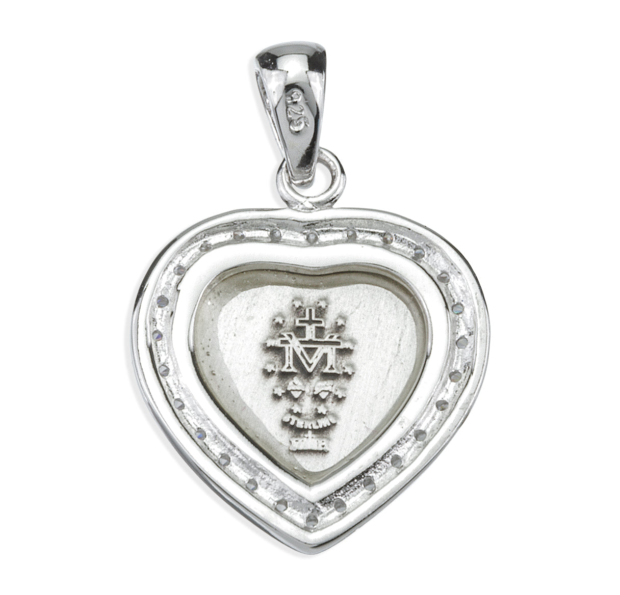 Sterling Silver Crystal Cubic Zirconia Miraculous Medal