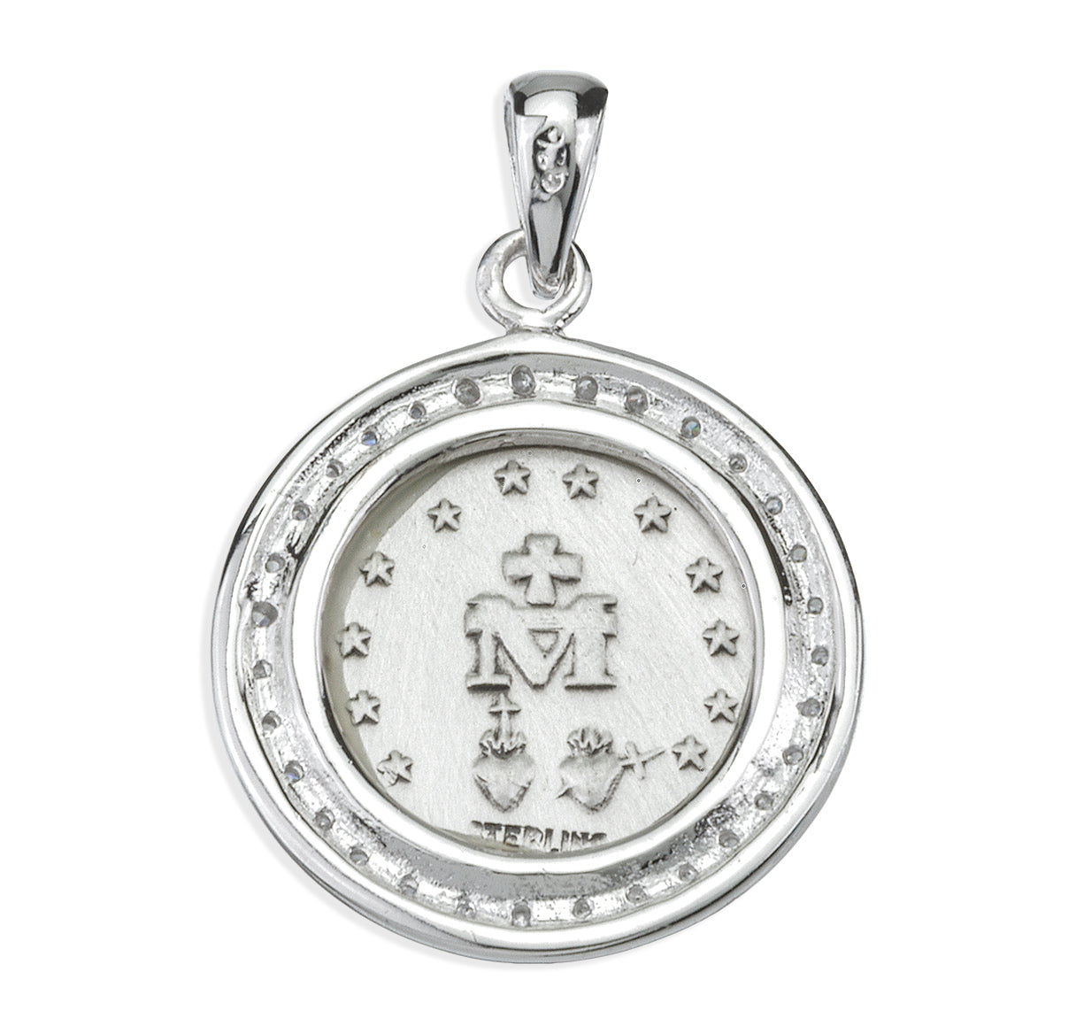 Sterling Silver Round Miraculous Sapphire Cubic Zirconia "CZ's" Pendant