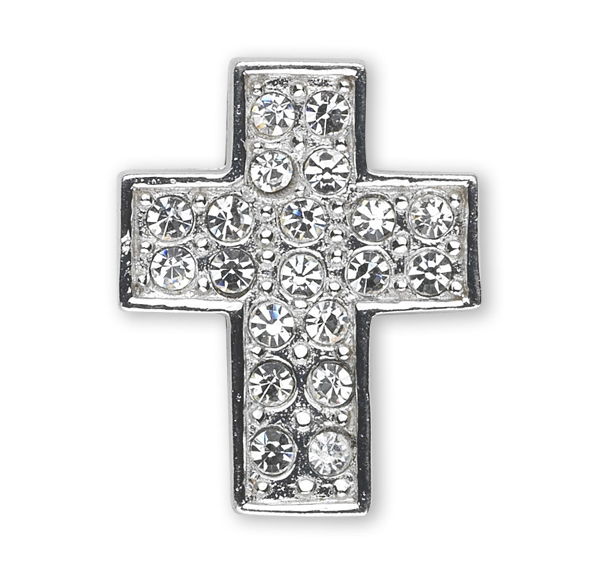 Sterling Silver Med Cross w/Hand Set Cubic Zirconia's CZ's w/16" Ch-Bxd