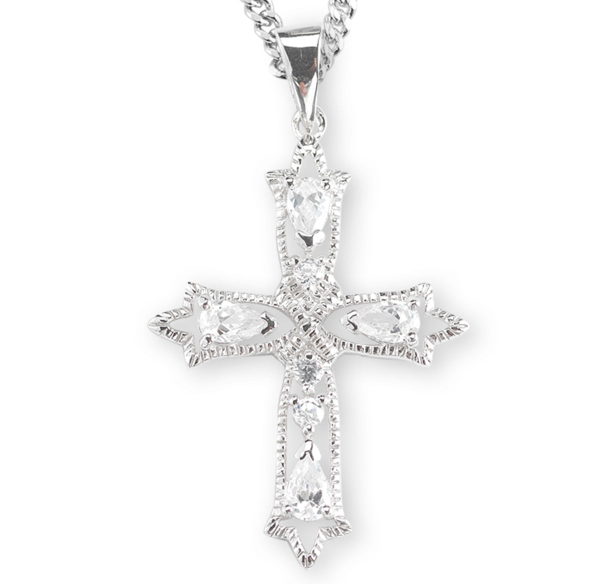 Sterling Silver Cubic Zirconia's "CZ's" Cross Chain