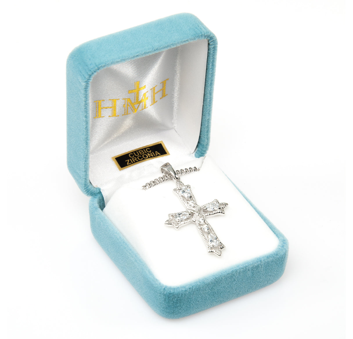 Sterling Silver Cubic Zirconia's "CZ's" Cross Chain