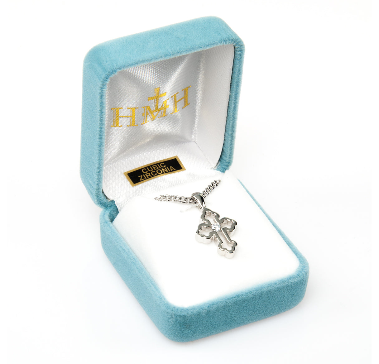 Sterling Silver Single Set Crystal Cubic Zirconia's "CZ's" Cross