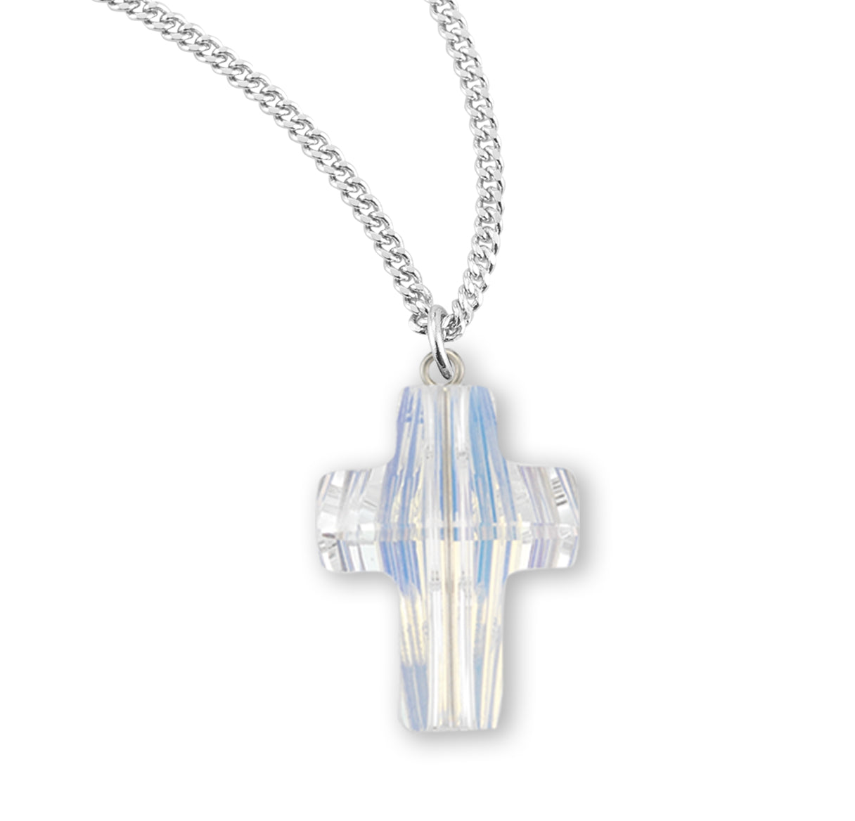 Aurora Borealis Finest Crystal 18mm Cross w/18" Ch-Bxd