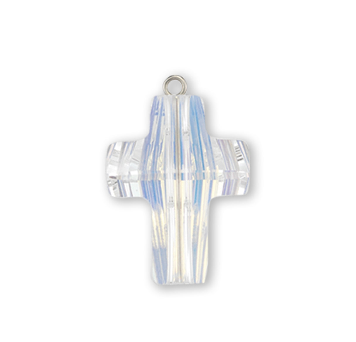 Aurora Borealis Finest Crystal 18mm Cross w/18" Ch-Bxd