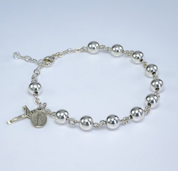 7mm Sterling Rosary Bracelet-Bxd