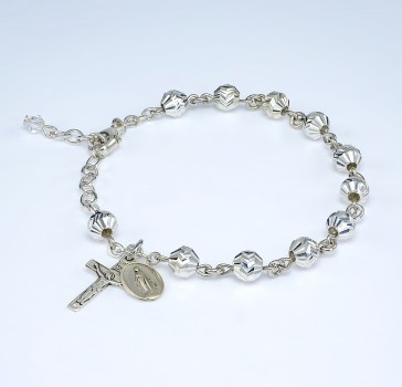 6mm Sterling Silver Diamond Cut Round Herringbone Beads